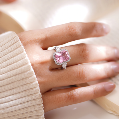 Luxury Pink Cushion-Cut Halo Ring