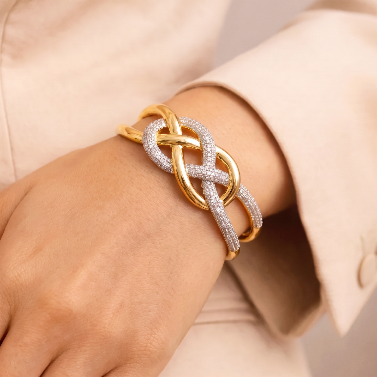 Infinity Luxe Knot Open Cuff Bracelet
