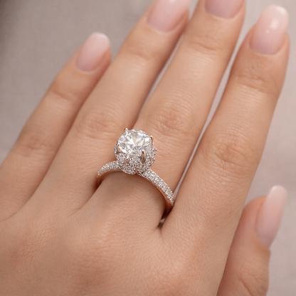 Aurora Halo Solitaire Ring