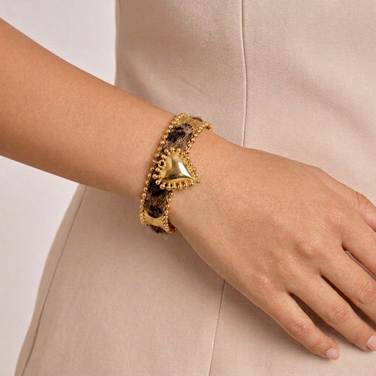 Leopard Print Heart Bracelet