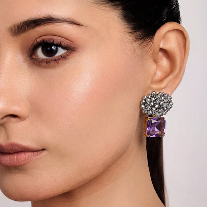 Royal Purple Cluster Earrings