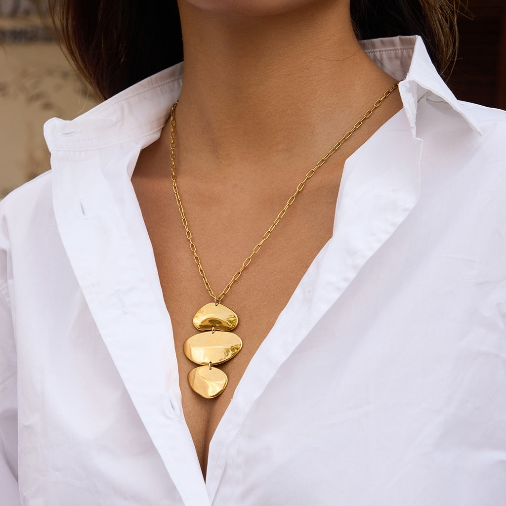 Golden Cascade Disc Necklace